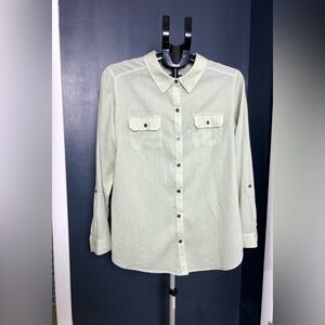 Christopher & Banks Sage Green Casual Button-Down Shirt